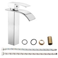 YB Sparkle - Silver Color Sink Basin Square Flat Waterfall Tap Faucet Mixer